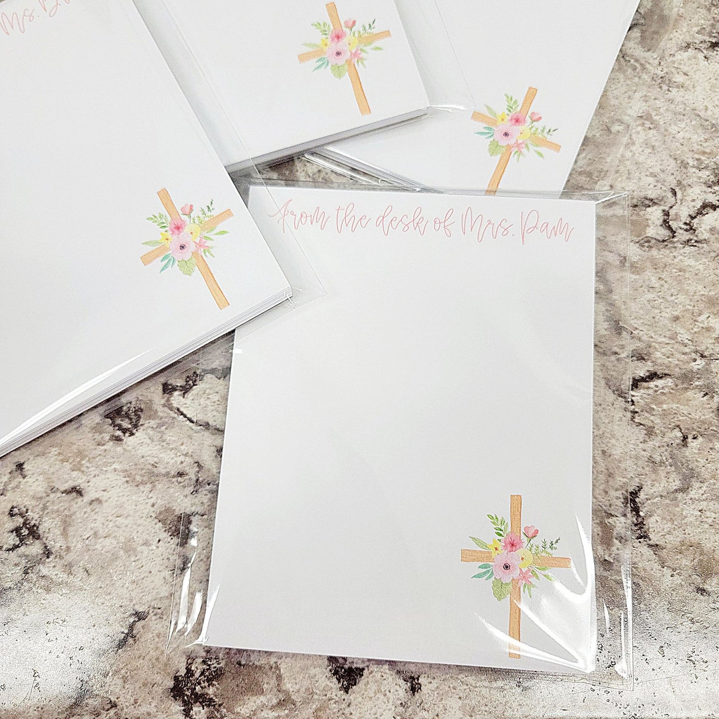 Personalized Floral Cross Notepad- Small
